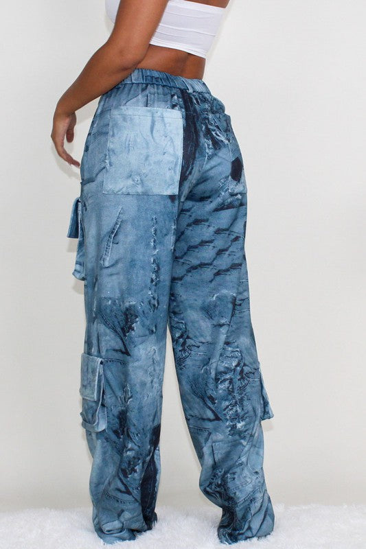 Trendy Tie Dye Cargo Jeans