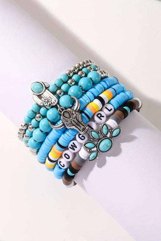 7pcs Boho Turquoise Beaded Bracelet Set