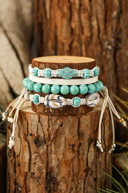 Turquoise Shell Multi Layered Bracelet Set