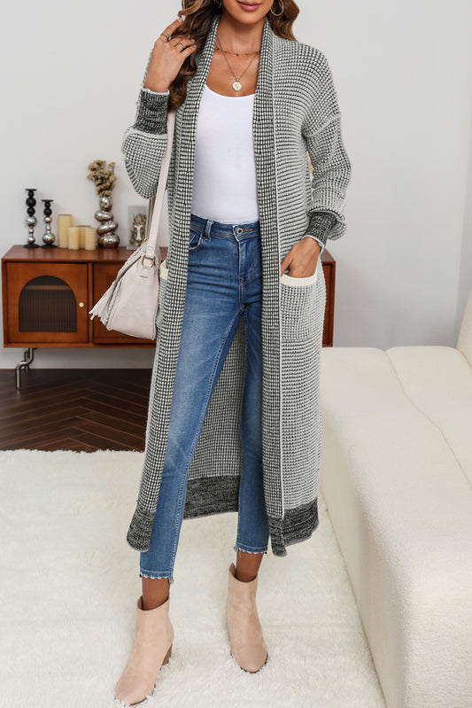 Grey casual Large Pocket Duster Cardigan