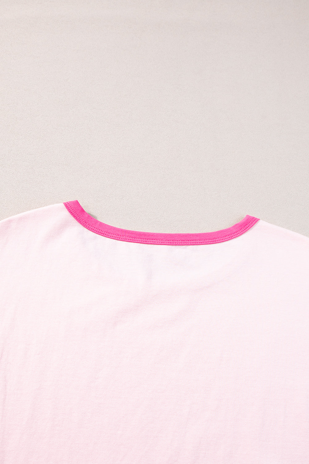 Pink Color Block Plus Size T Shirt