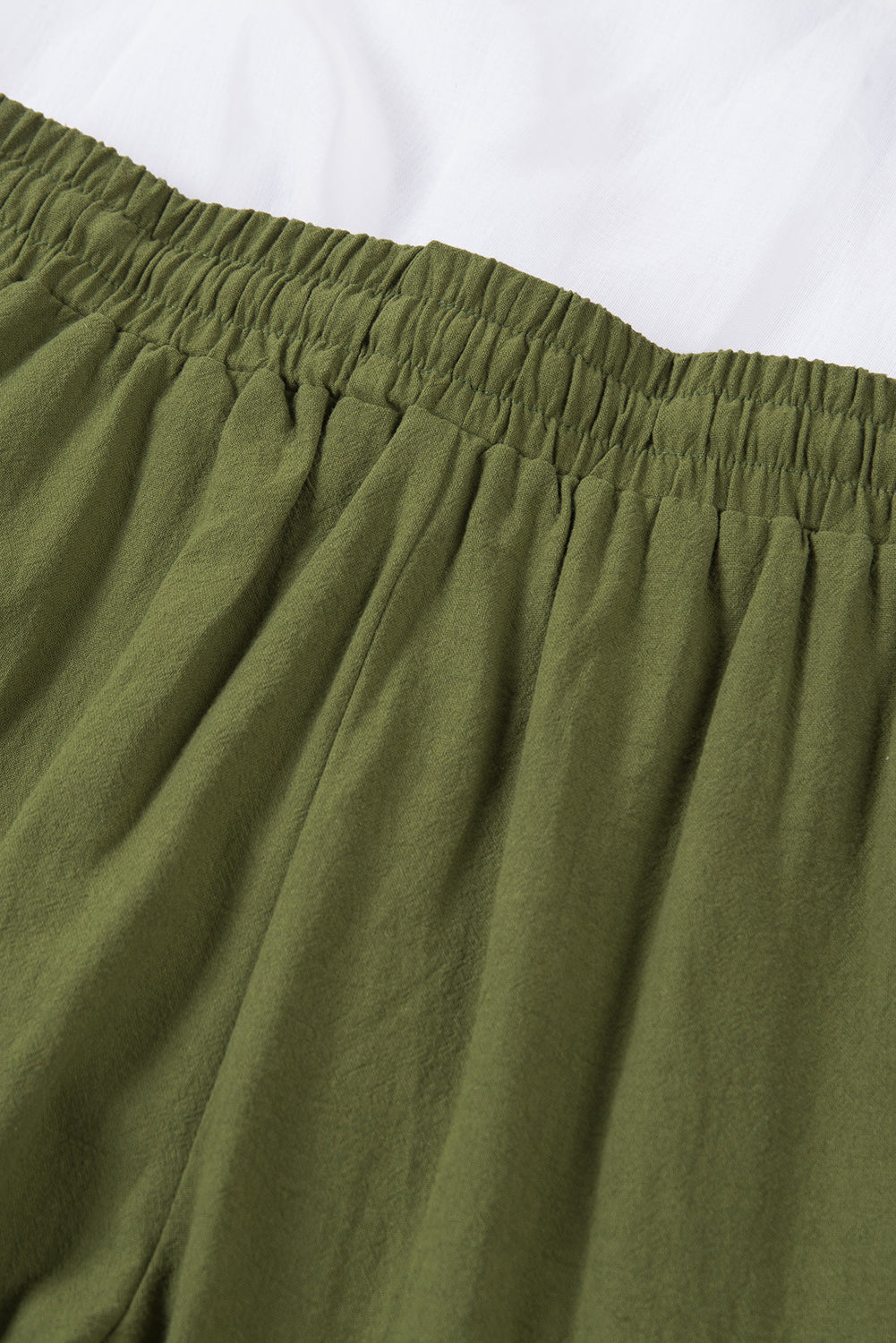 Green Drawstring Elastic Waist Straight Legs Pants