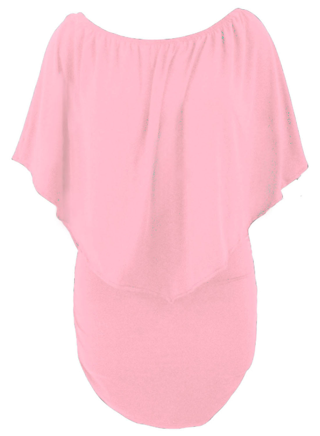 Plus Size Layered Pink Poncho Mini Dress