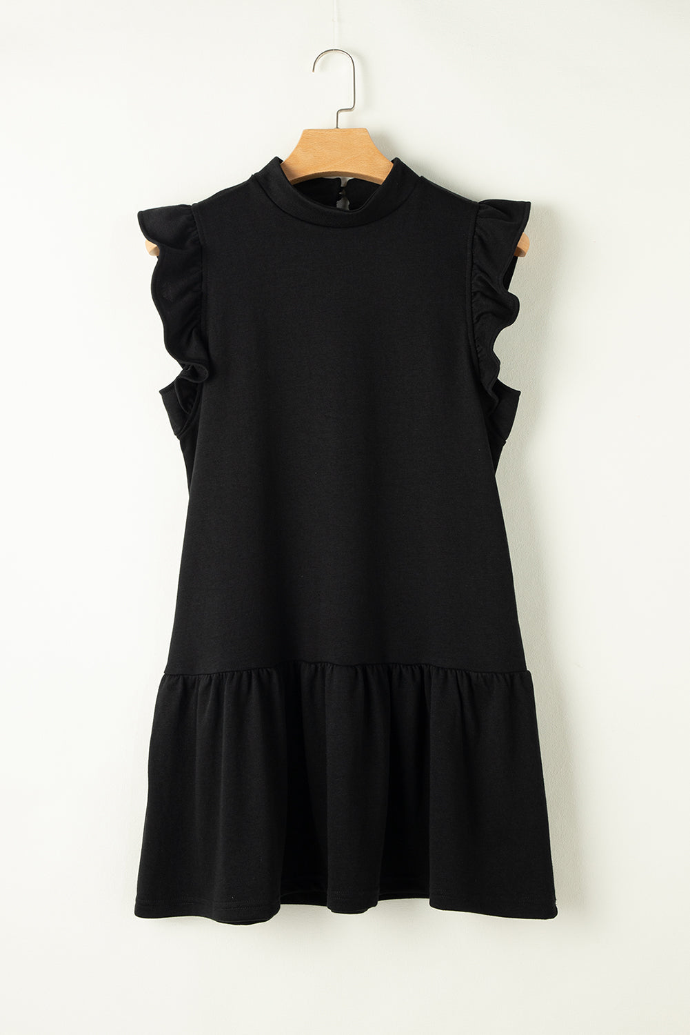 Flutter Sleeve Crew Neck Shift Dress