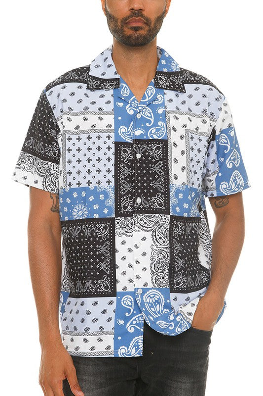 Mens Tri-Colored Button Down Shirt