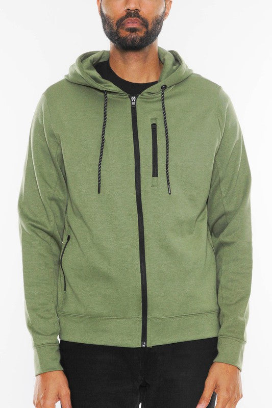 Solid Camo Zip Up Hoodie Jacket