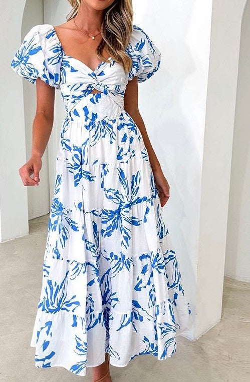 Puff Sleeve Floral Maxi Dress