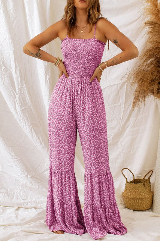 Comfy Wide Leg Floral Jumpsuit