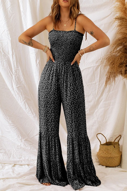 Comfy Wide Leg Floral Jumpsuit