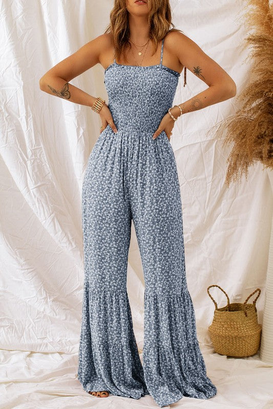 Comfy Wide Leg Floral Jumpsuit