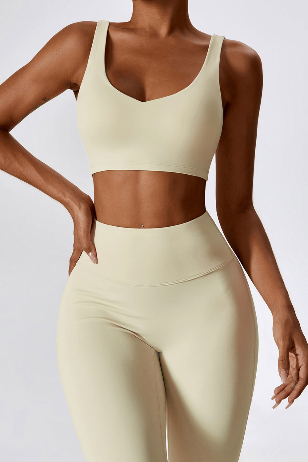 Apricot Sporty Bra & Flared Pants Set