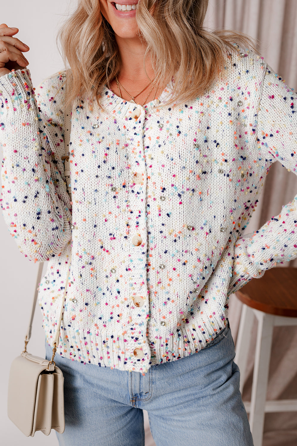 Black Multicolor Confetti Sweater Cardigan