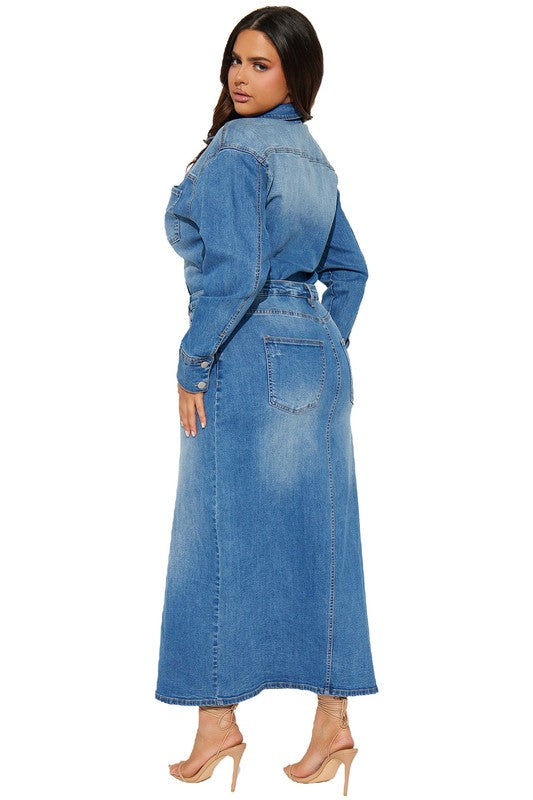 Down To Earth Denim Maxi Dress