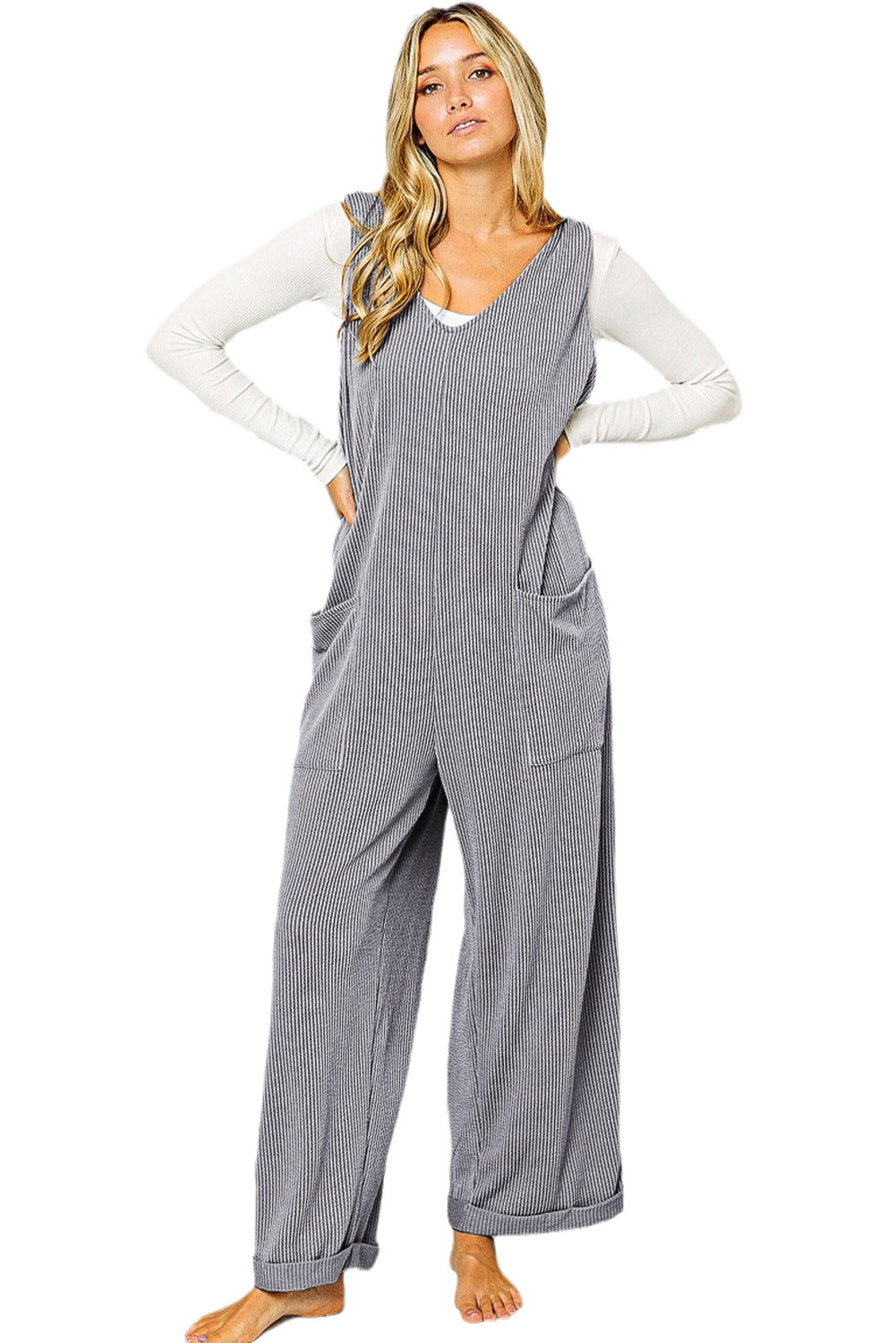 Corded Tie Straps Wide Leg Jumpsuit