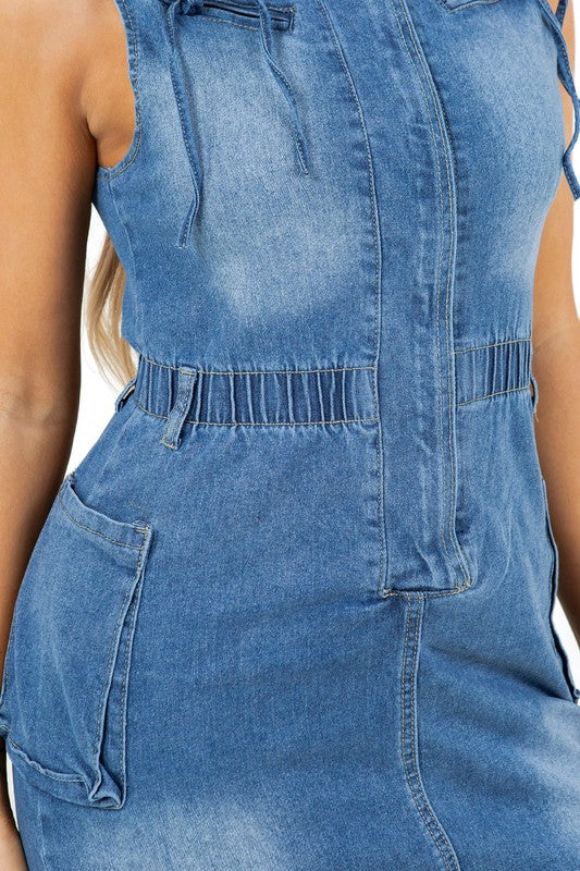 Washed Look Denim Mini Dress