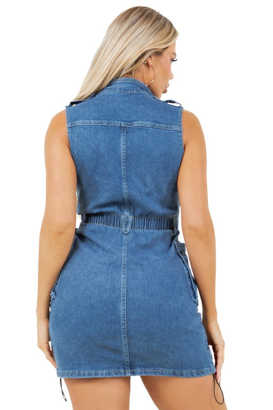 Washed Look Denim Mini Dress