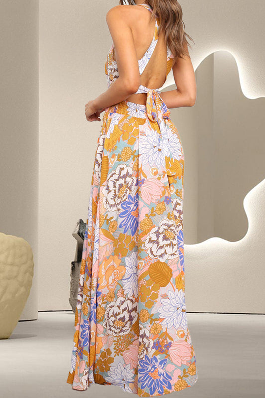 Back-out Floral Maxi Dress