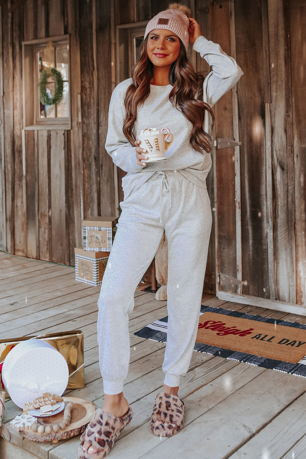 Long Sleeve Pullover Loungewear Set (Curvy Sizes)