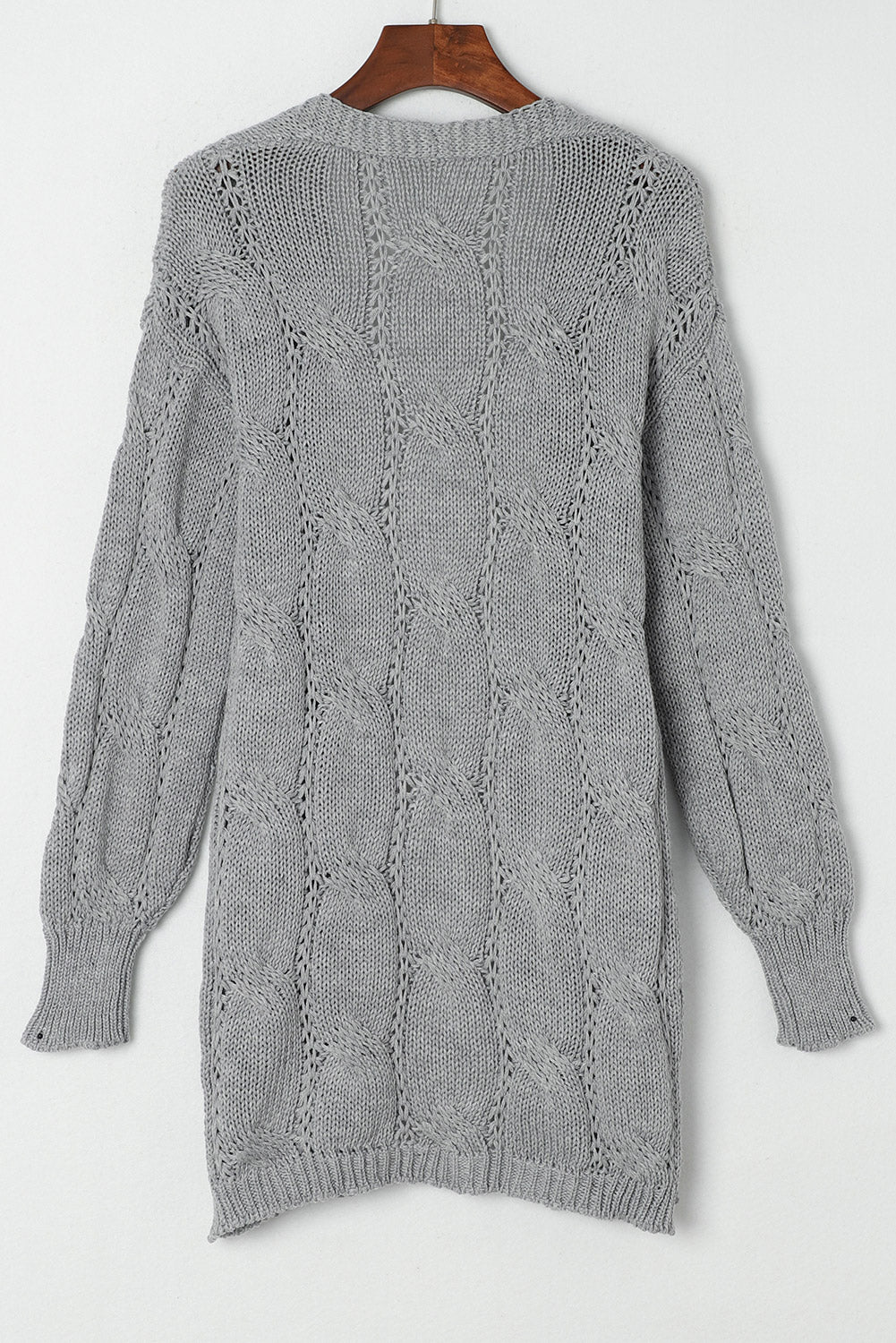 Ribbed Trim Cable Knit Cardigan