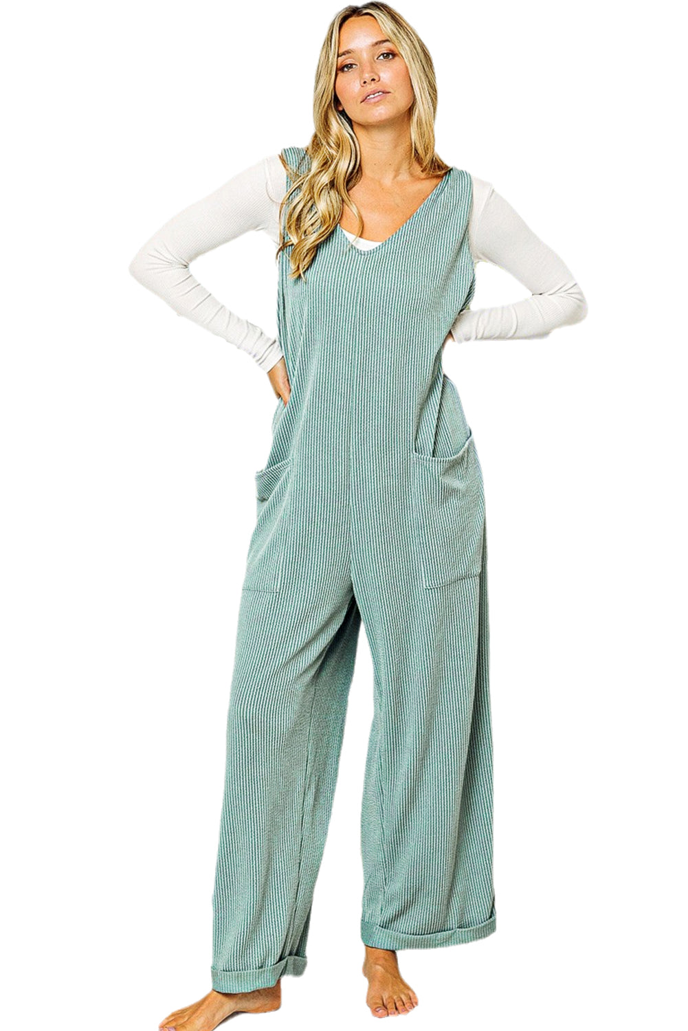 Corded Tie Straps Wide Leg Jumpsuit