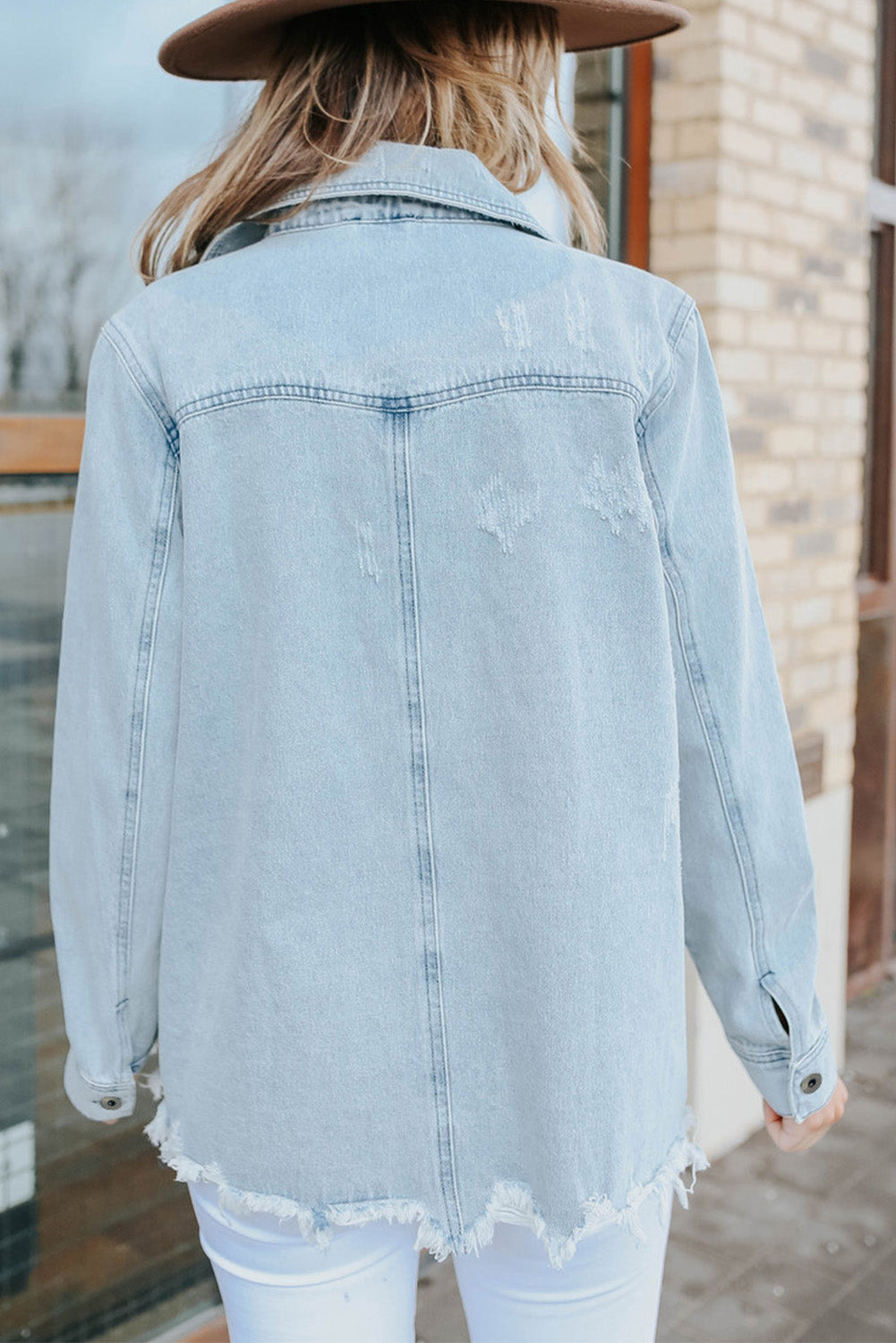 Sky Blue Flap Pocket Denim Jacket