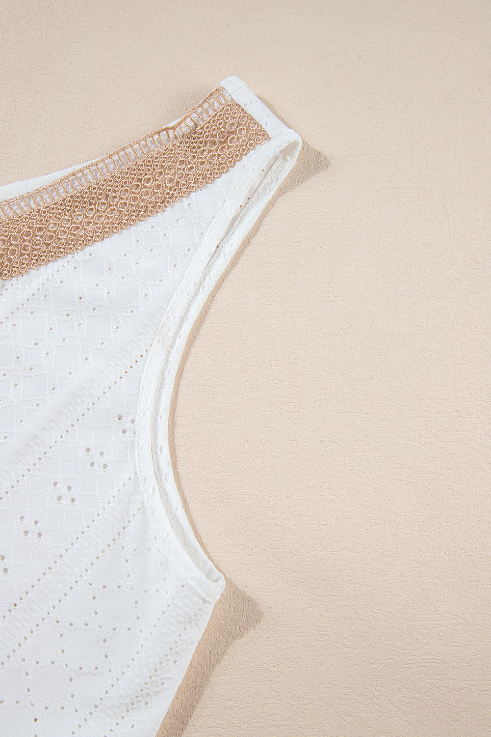 White Plus Size Lace Trim Tank Top