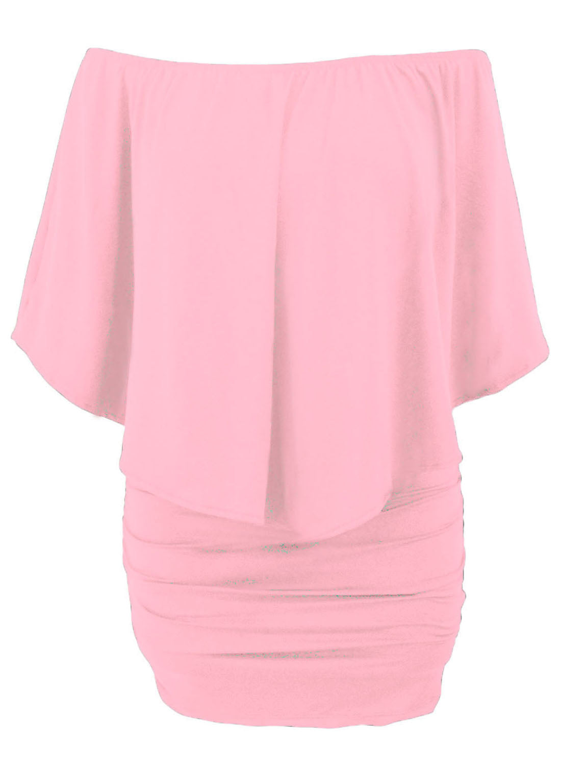 Plus Size Layered Pink Poncho Mini Dress