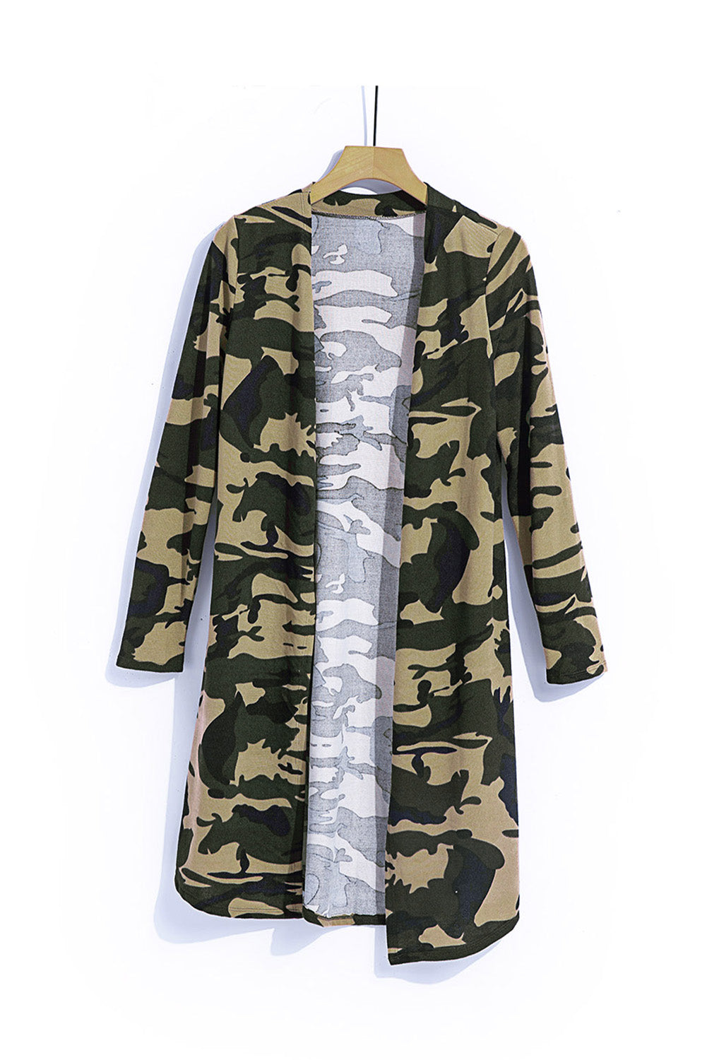 Camo Print Long Cardigan