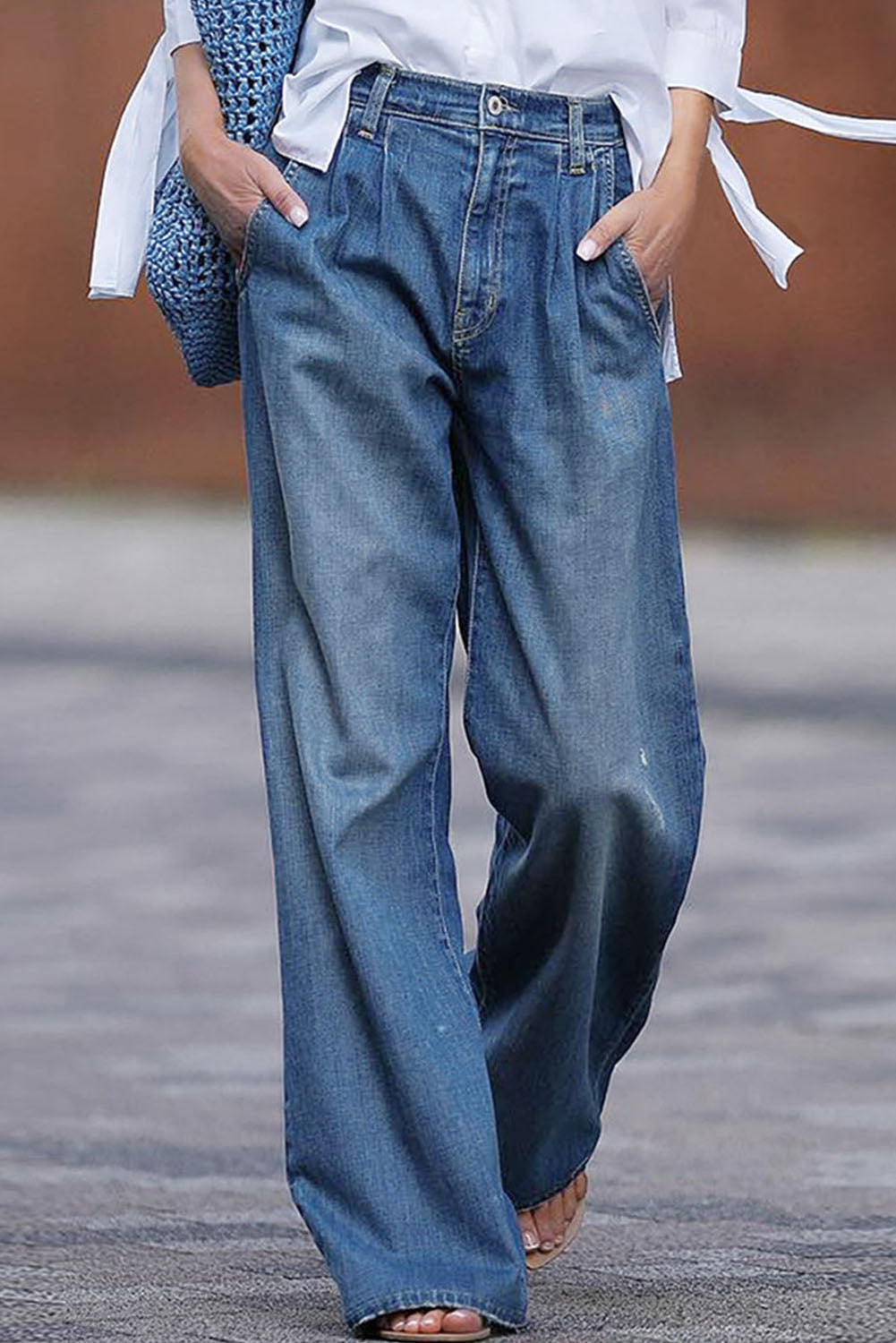 Blue loose Fit Wide Leg Jeans