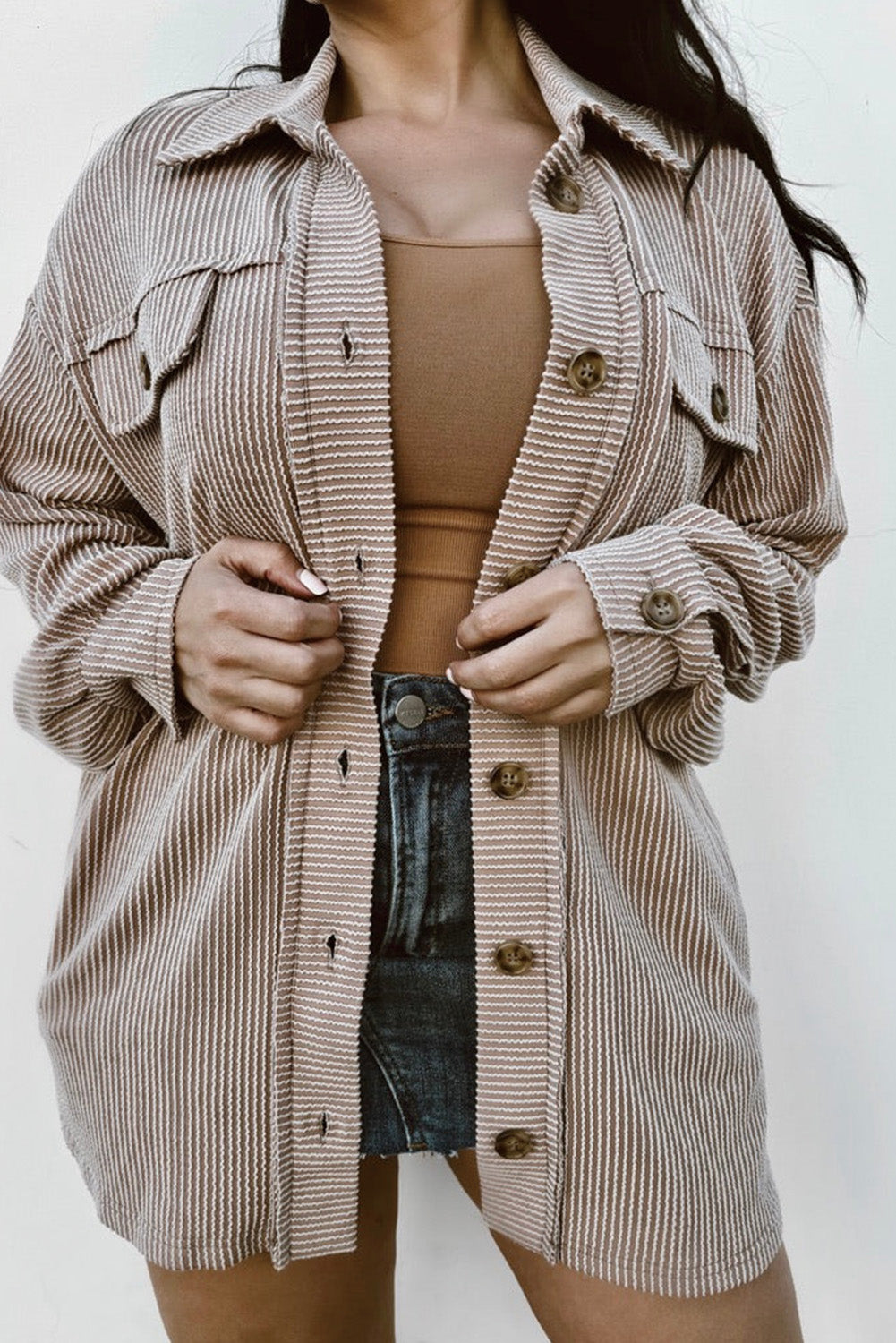 Smoke Gray Corduroy Plus Size Jacket