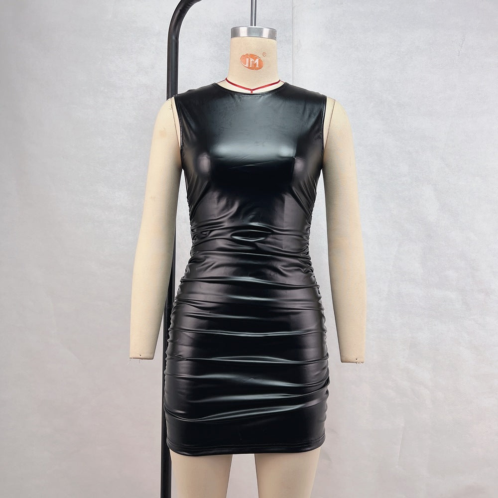 Women's PU Leather Slim-fit Sheath Dress (check size Chart)