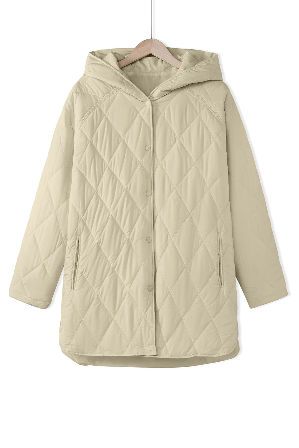 Beige Quilted Hooded Puffer Coat