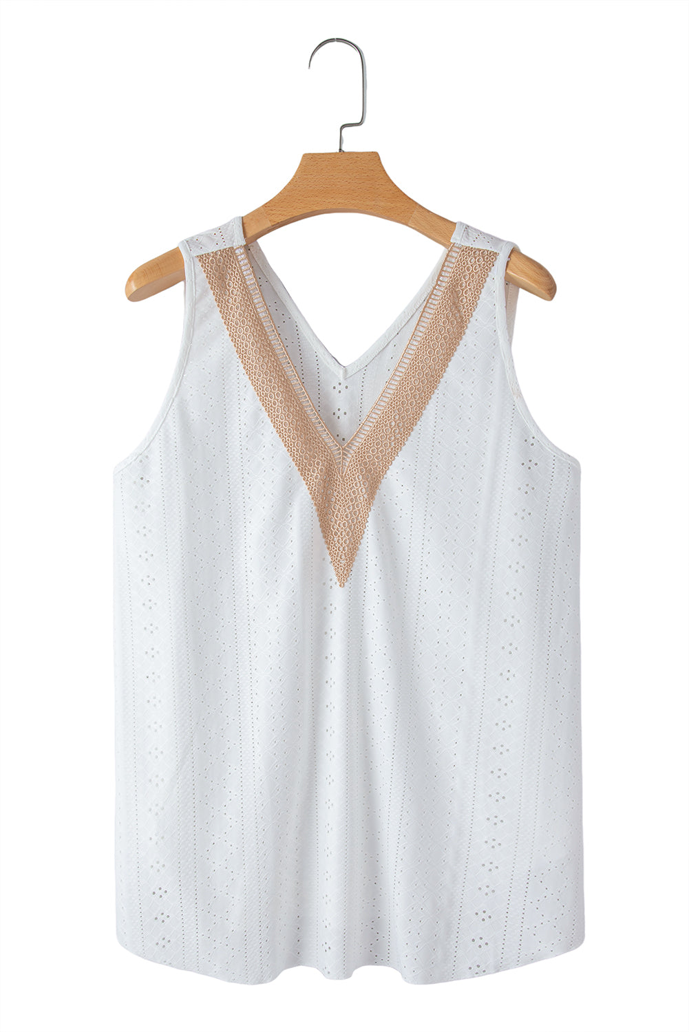 White Plus Size Lace Trim Tank Top