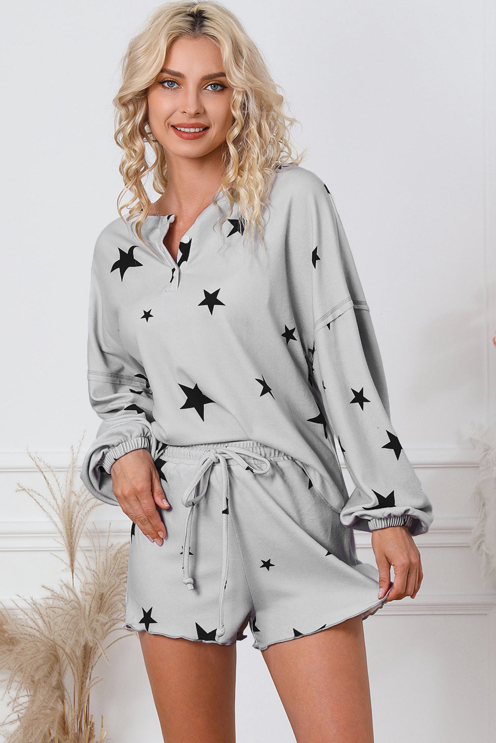 Star Print Short Set Loungewear(Curvy Sizes)