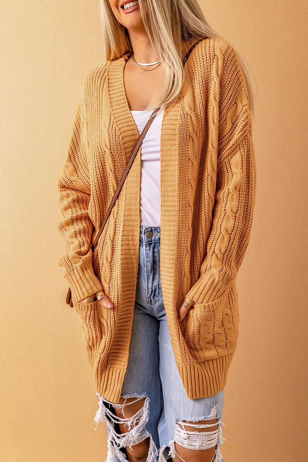 Knit Textured Long Cardigan (Up to size 4X)