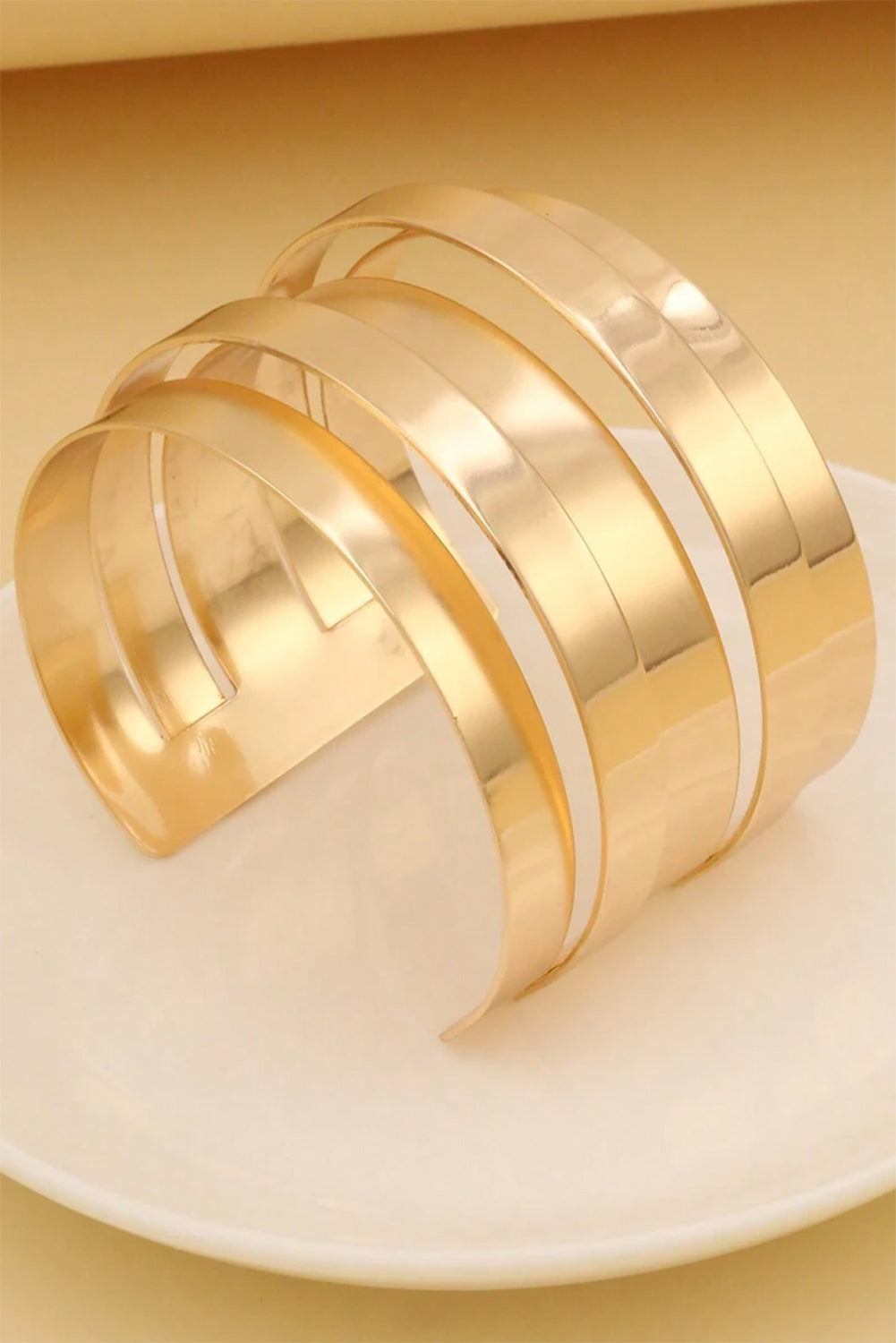 Gold Multi Layered Opening Alloy Bangle