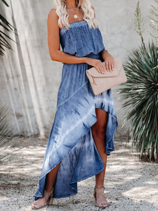 Sexy Tube Top Maxi Denim Dress