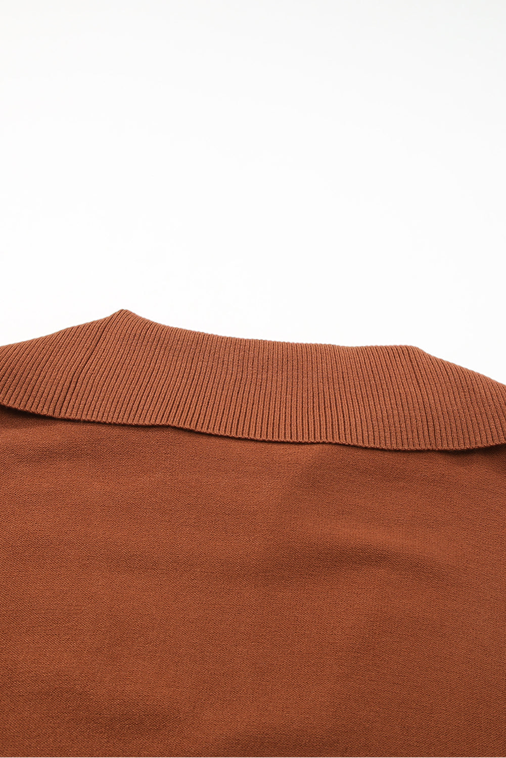 Brown Plus Size Zip Collar Sweater