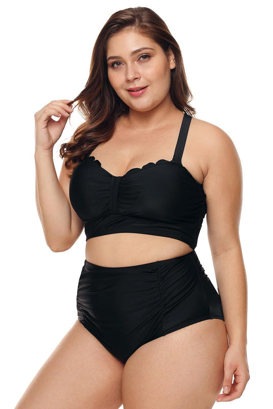 Black Plus Size High Waist Bikini Swimsuit