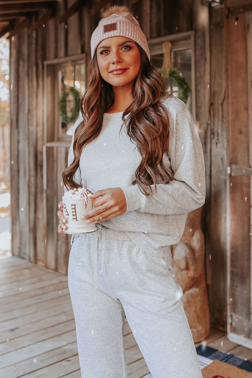 Long Sleeve Pullover Loungewear Set (Curvy Sizes)