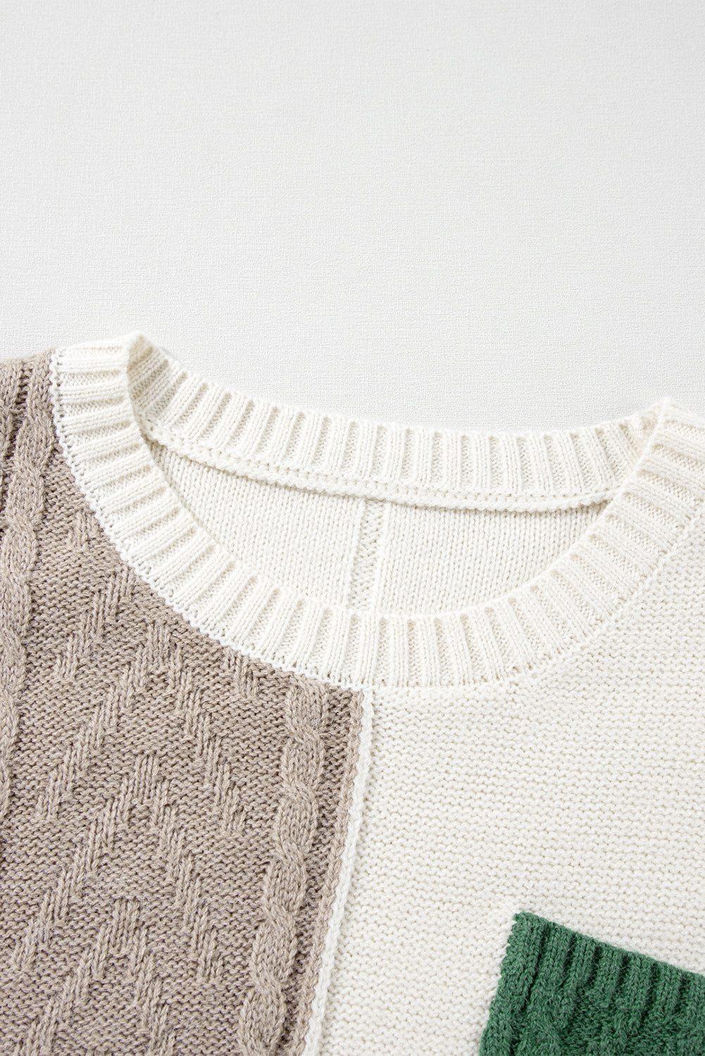 Green Colorblock Drop Shoulder Sweater