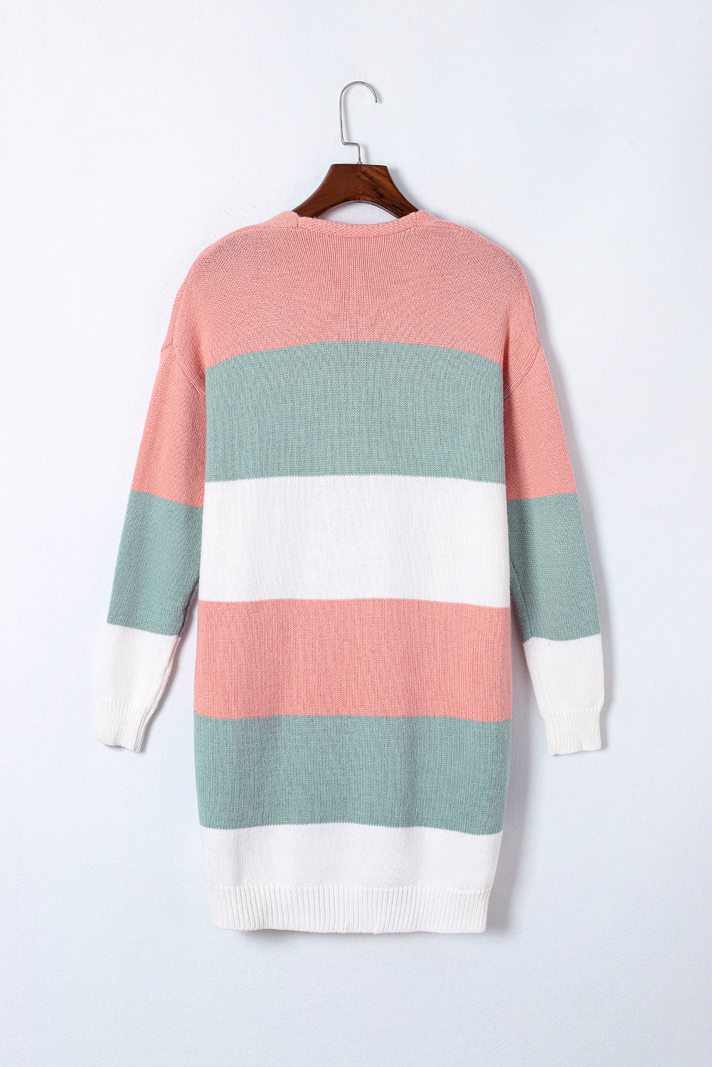 Green Colorblock Striped Cardigan