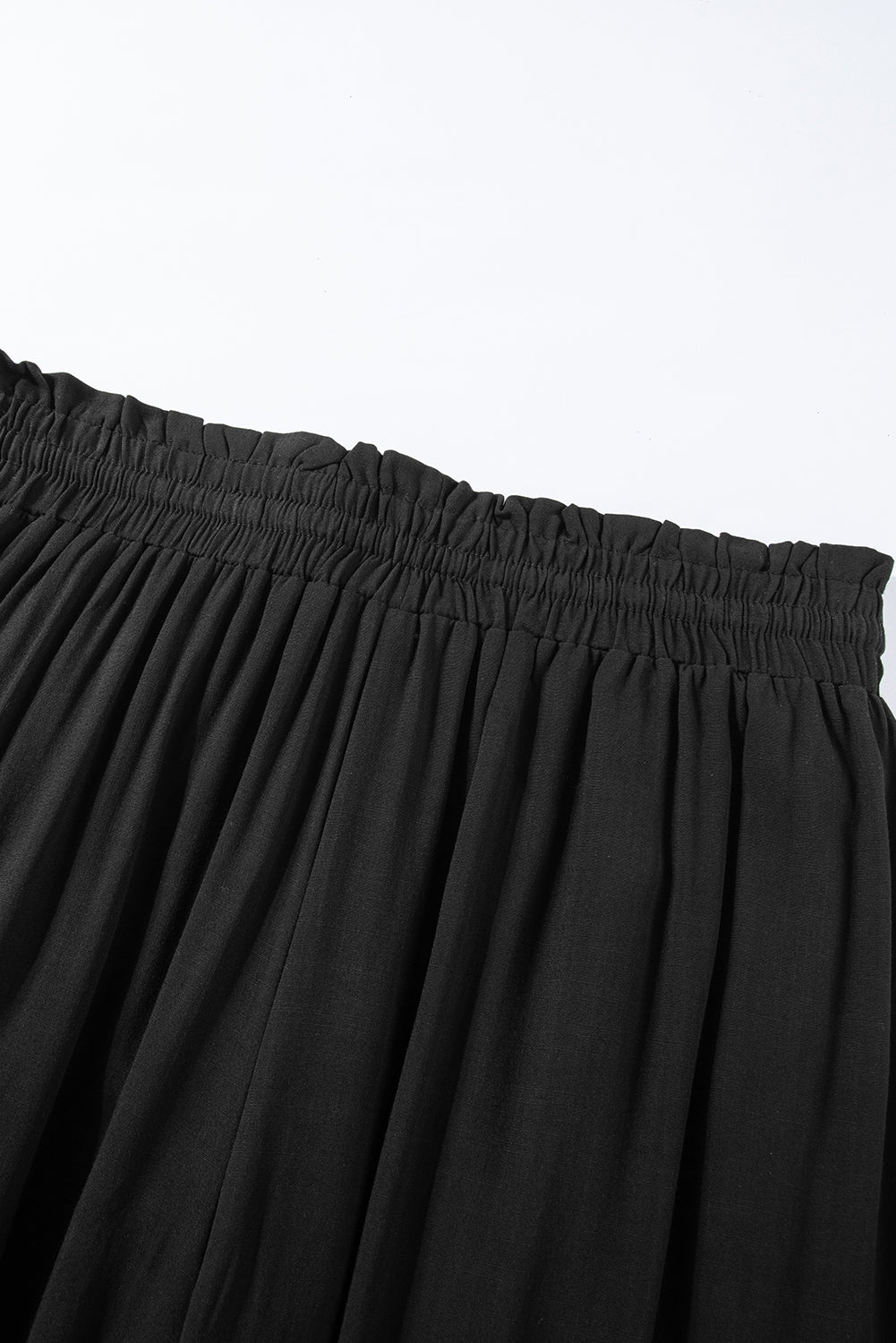 Black Drawstring High Waist Wide Leg Pants