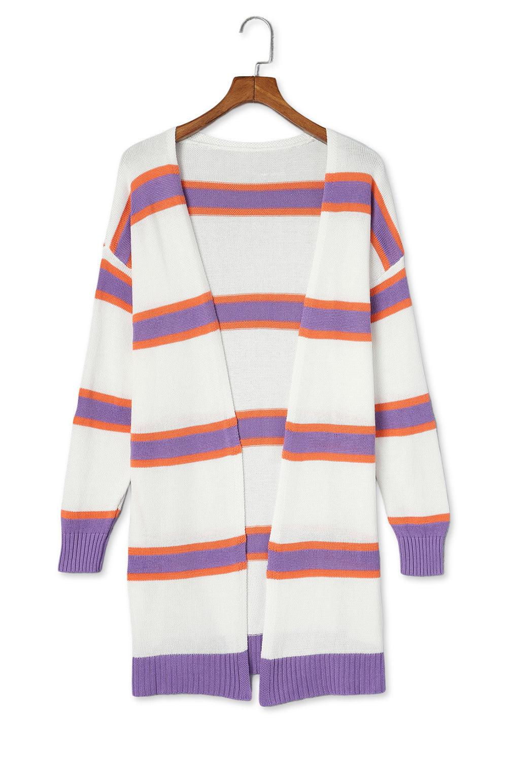 Multicolor Striped Long Sleeve Button Cardigan