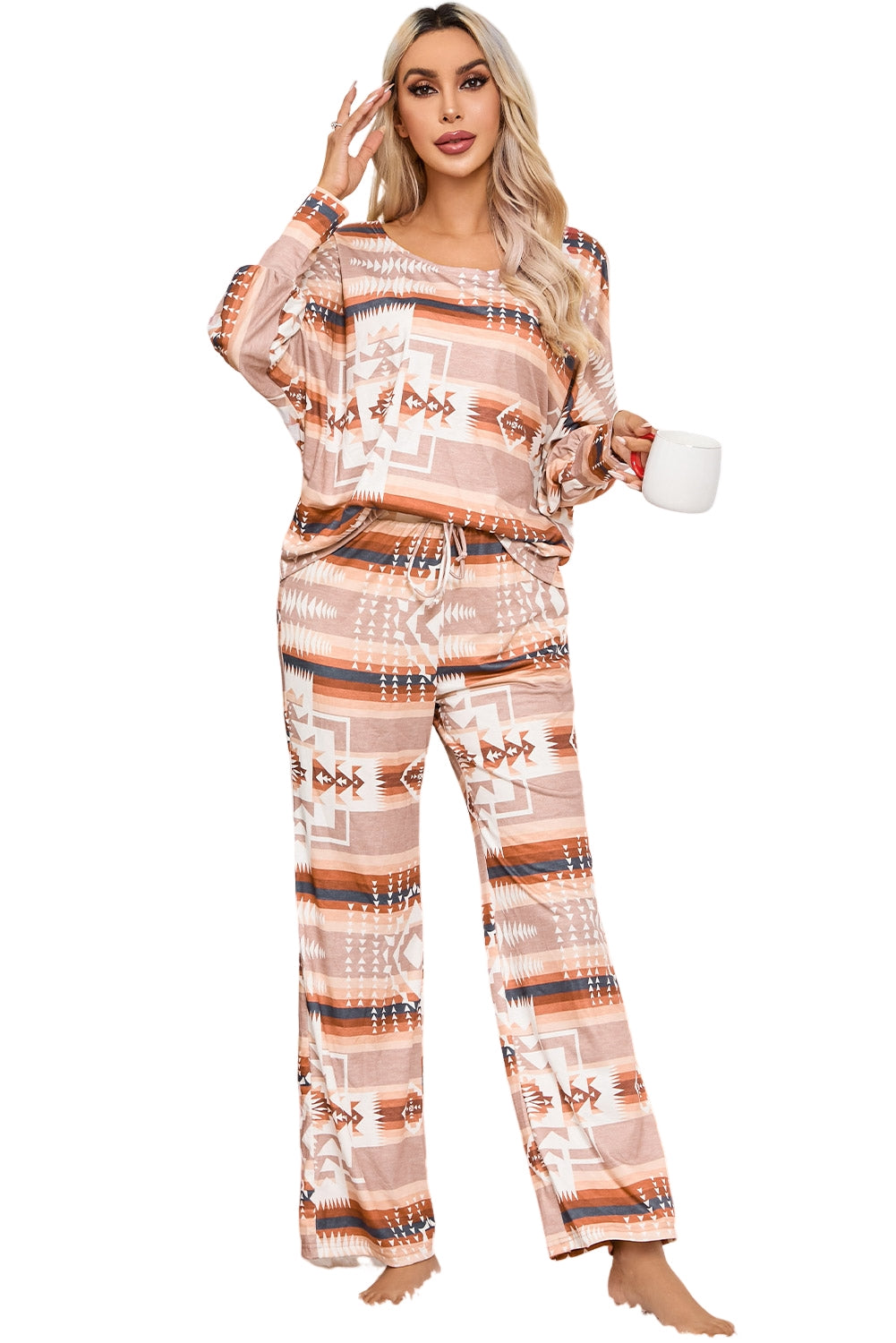 Multicolour Aztec Print Loungewear Set