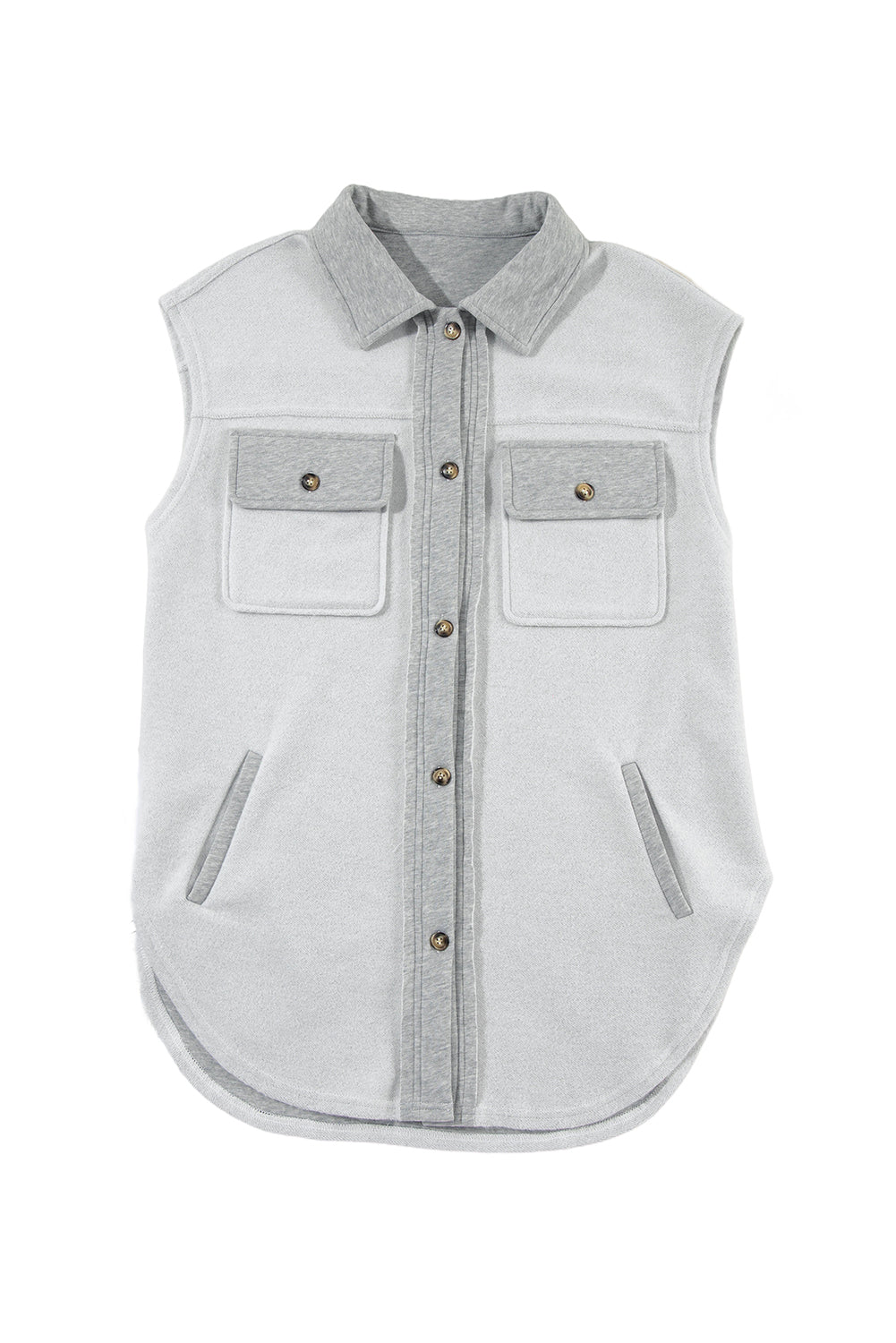 Light Grey Flap Pocket Jacket Vest(Available In Plus Sizes)