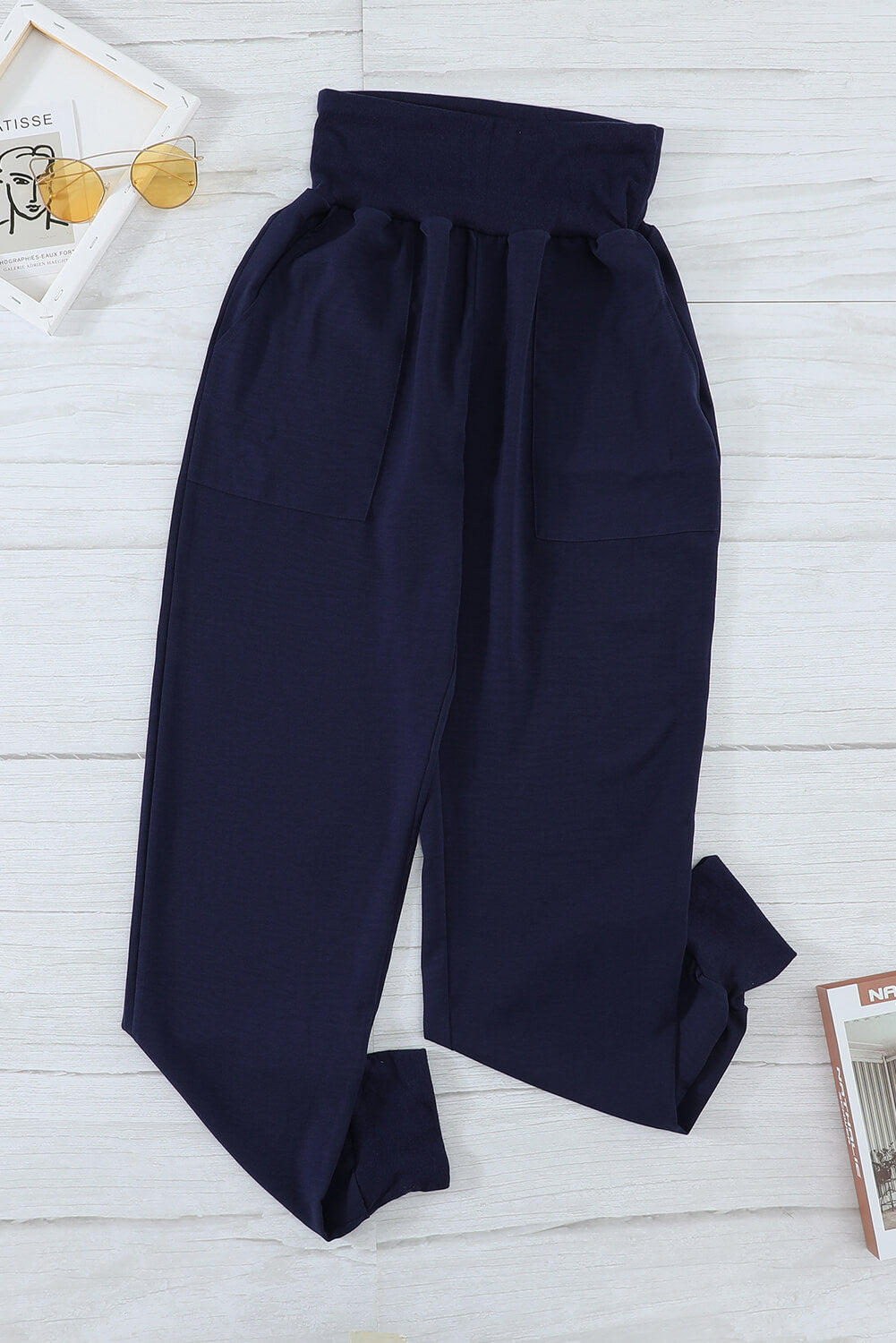 Blue Pocketed Casual Jogger Pants