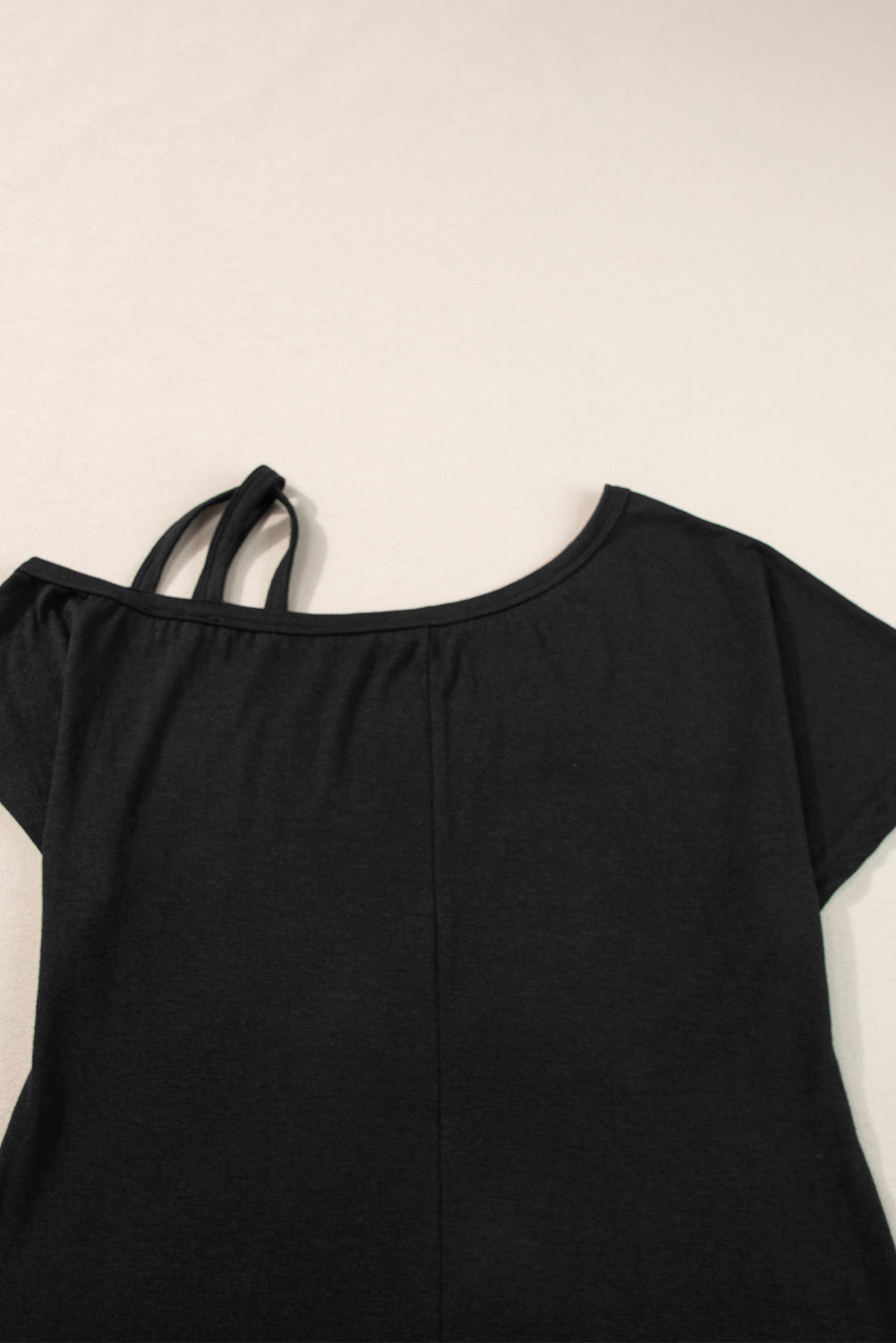 Black Asymmetric Shoulder Mini Dress