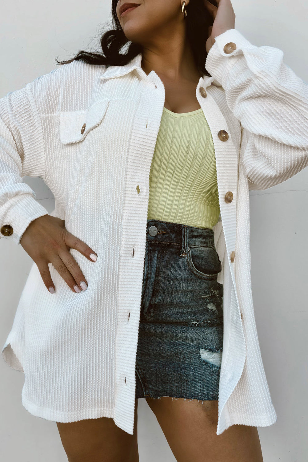 Smoke Gray Corduroy Plus Size Jacket