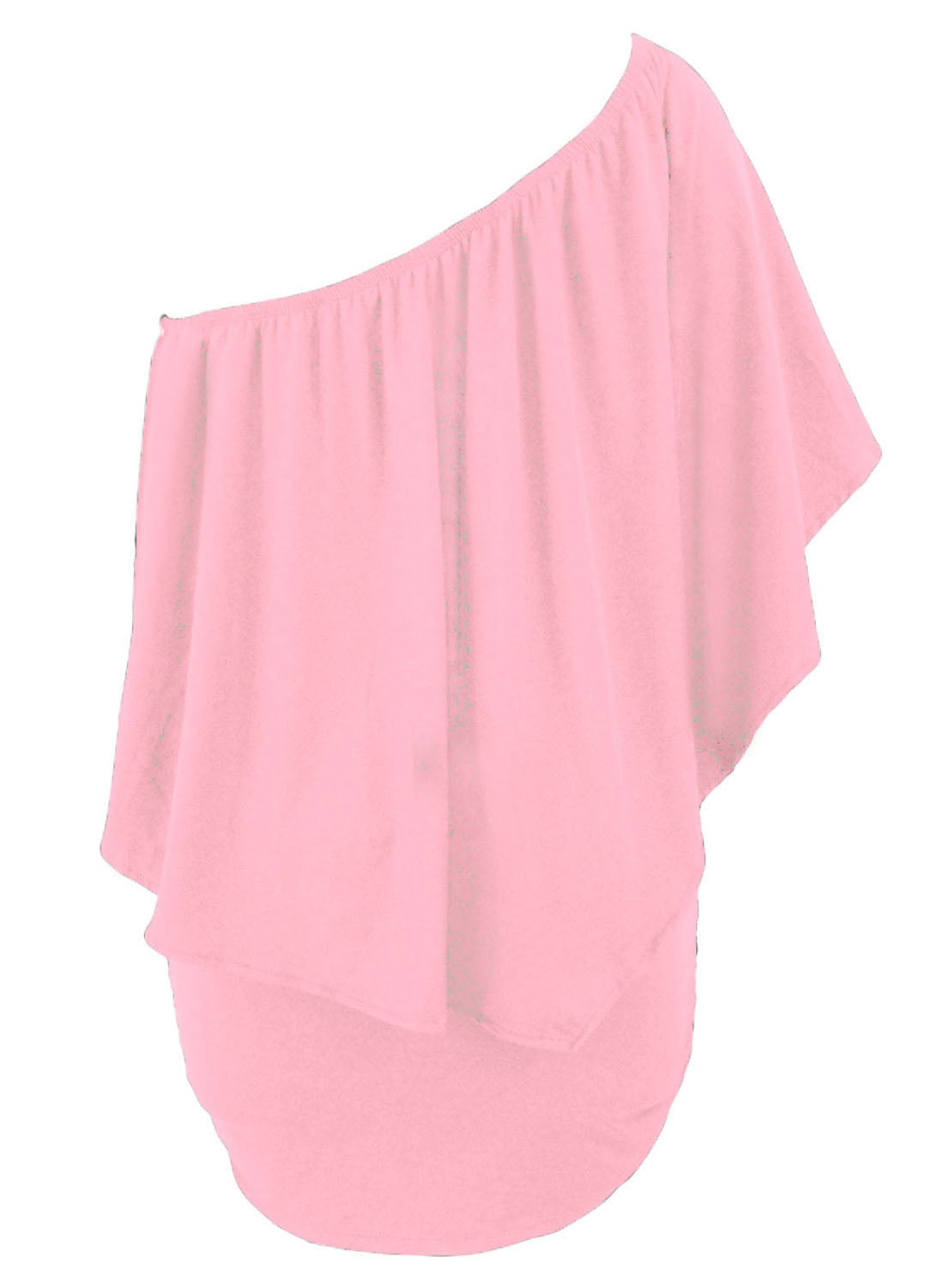 Plus Size Layered Pink Poncho Mini Dress